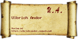 Ulbrich Andor névjegykártya
